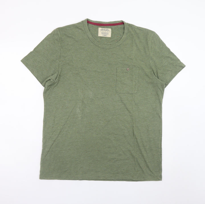 Burton Menswear London Men’s Green Crew Neck Cotton Blend T-Shirt Size L