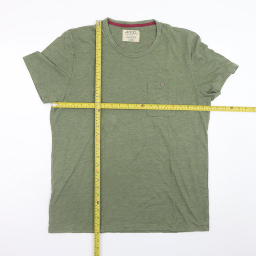 Burton Menswear London Men’s Green Crew Neck Cotton Blend T-Shirt Size L