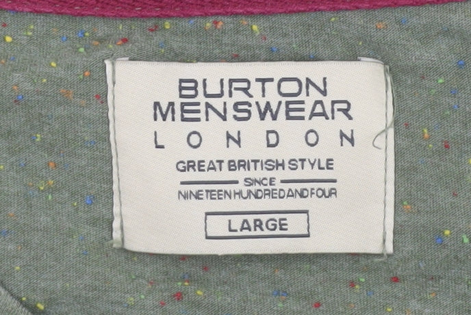 Burton Menswear London Men’s Green Crew Neck Cotton Blend T-Shirt Size L