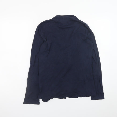 Marks and Spencer Women Blue Size 12 Cotton Blend Open Cardigan