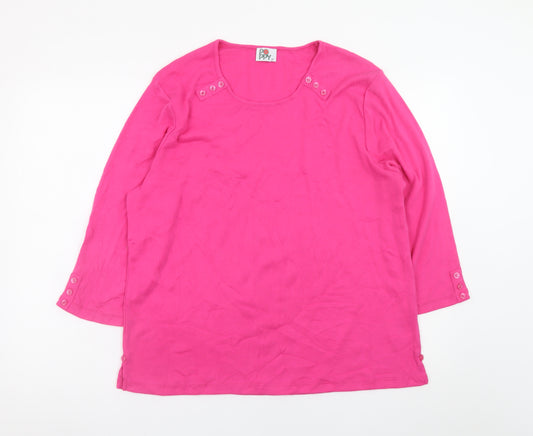 Poppy Women’s Pink Scoop Neck 3/4 Sleeve Pullover Jumper Size 24