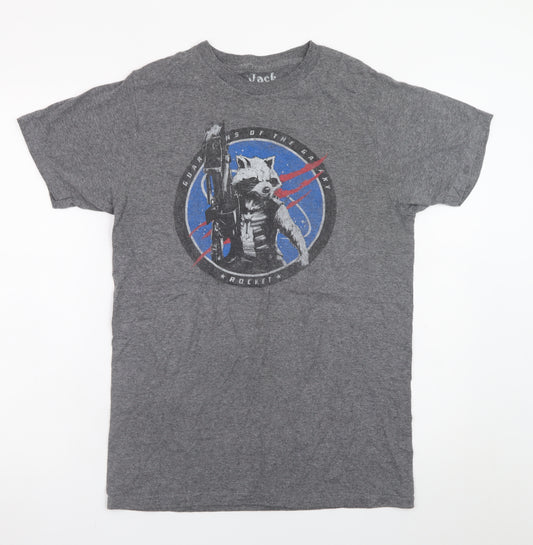 Jack of All Trades Men’s Grey Guardians of the Galaxy Rocket T-Shirt M