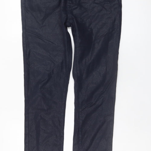 Soo Womens Navy Skinny Trousers Size 10 Shimmer Stretch Pants