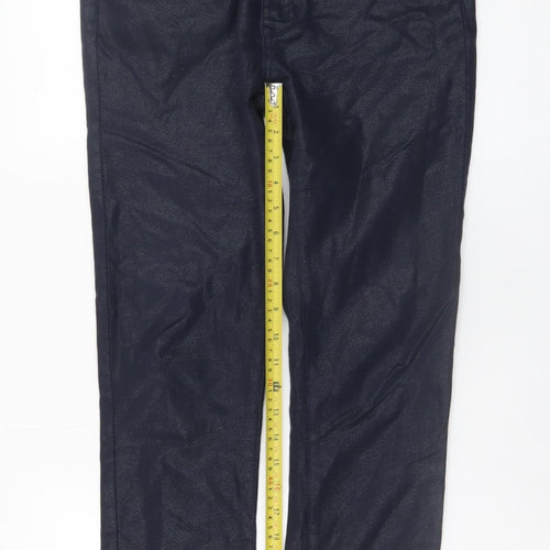 Soo Womens Navy Skinny Trousers Size 10 Shimmer Stretch Pants