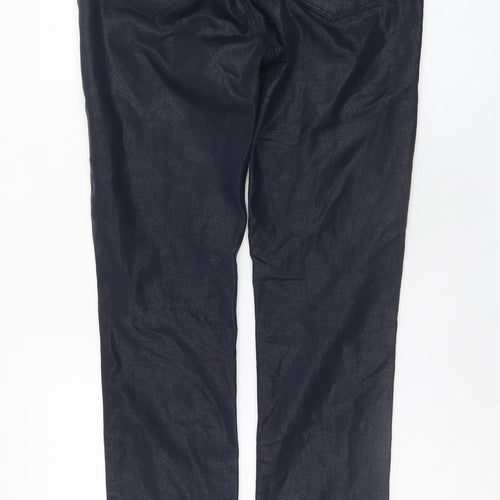 Soo Womens Navy Skinny Trousers Size 10 Shimmer Stretch Pants