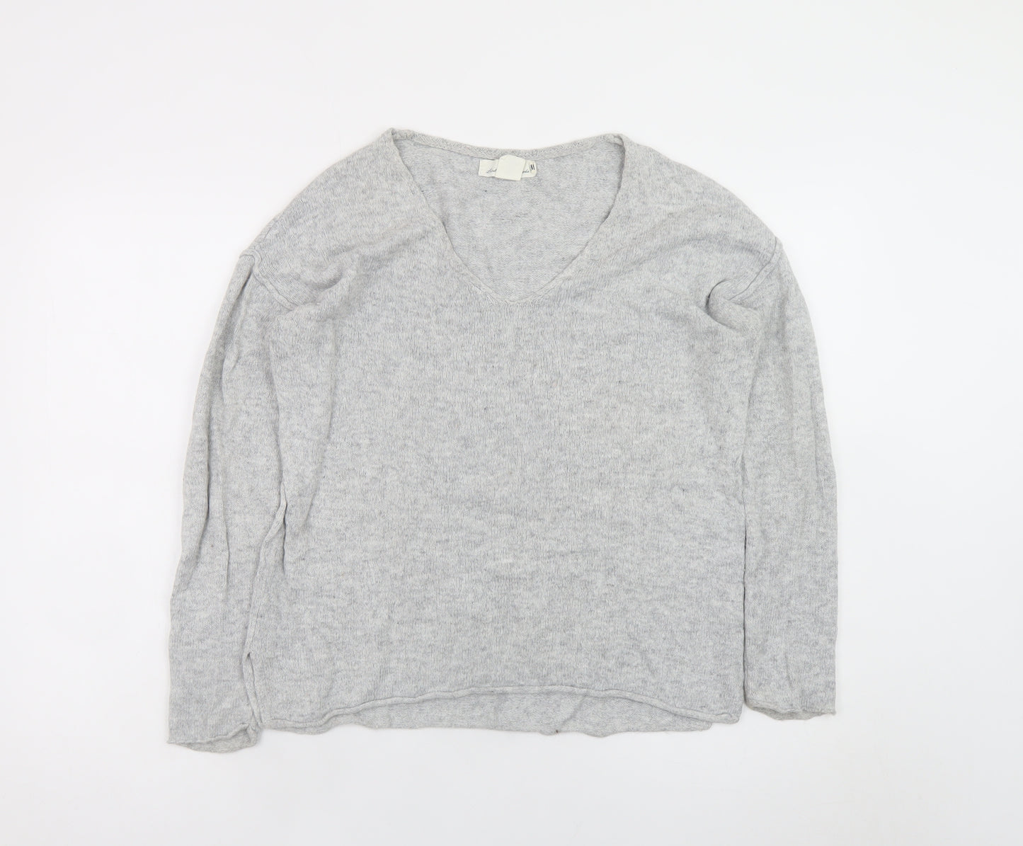 L.O.G.G. Women Grey V-Neck Long Sleeve Knit Pullover Jumper Size 8