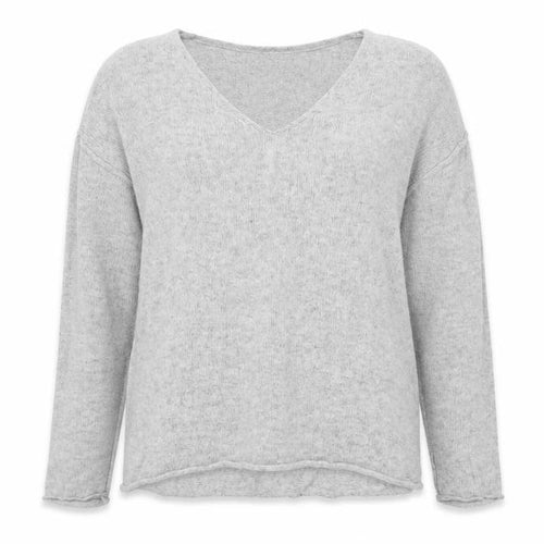 L.O.G.G. Women Grey V-Neck Long Sleeve Knit Pullover Jumper Size 8