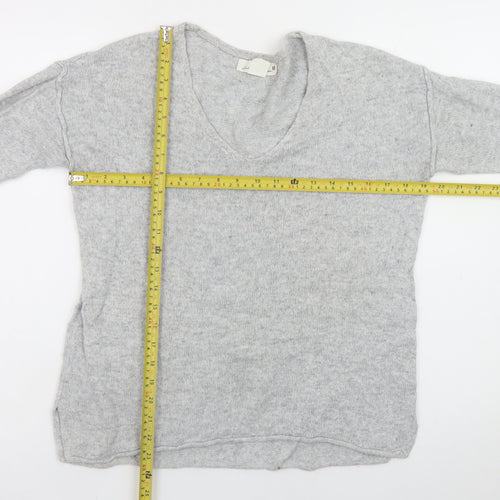 L.O.G.G. Women Grey V-Neck Long Sleeve Knit Pullover Jumper Size 8