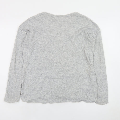 L.O.G.G. Women Grey V-Neck Long Sleeve Knit Pullover Jumper Size 8