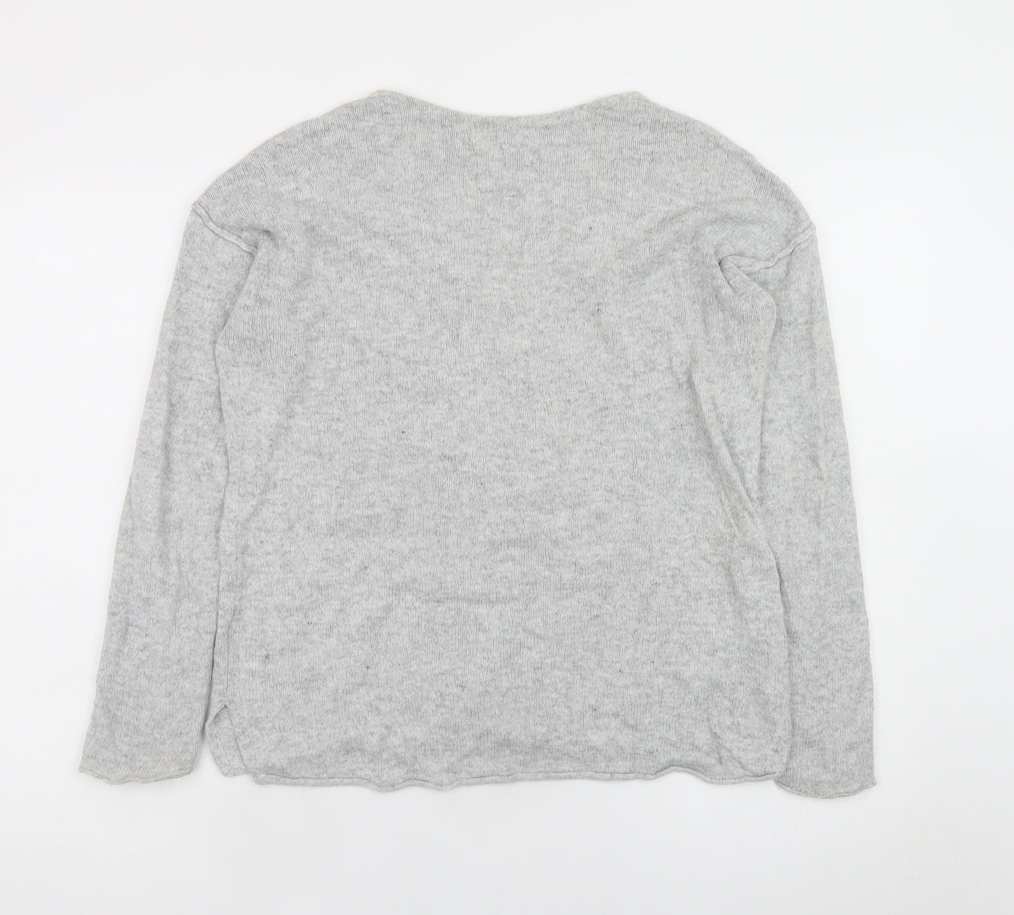 L.O.G.G. Women Grey V-Neck Long Sleeve Knit Pullover Jumper Size 8