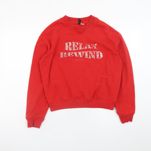 H&M Divided Women's Red Relax Rewind Graphic Sweatshirt Size 8