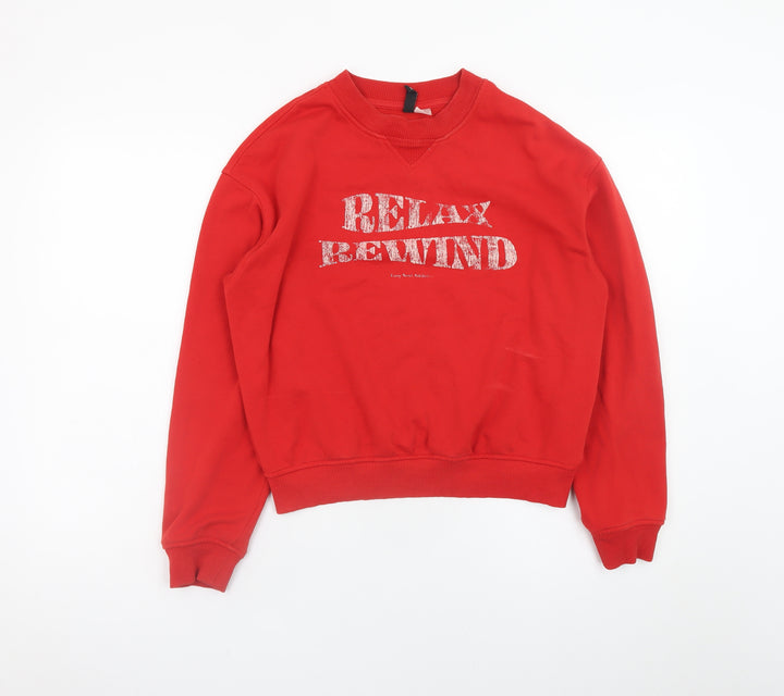 H&M Divided Women's Red Relax Rewind Graphic Sweatshirt Size 8