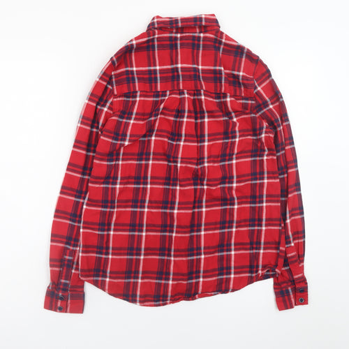 New Look Women's Red Plaid Button-Up Flannel Shirt Size 8