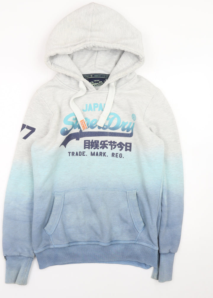 Superdry Women’s Grey Blue Gradient Pullover Hoodie Size M