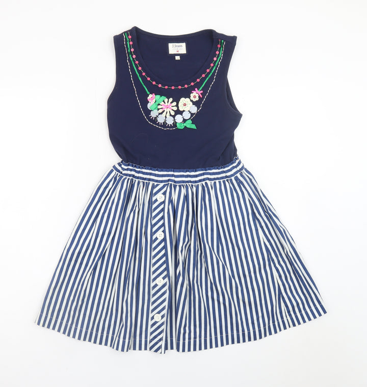 J Jeans Jasper Conran Teens Blue Striped Fit & Flare Dress Size 13