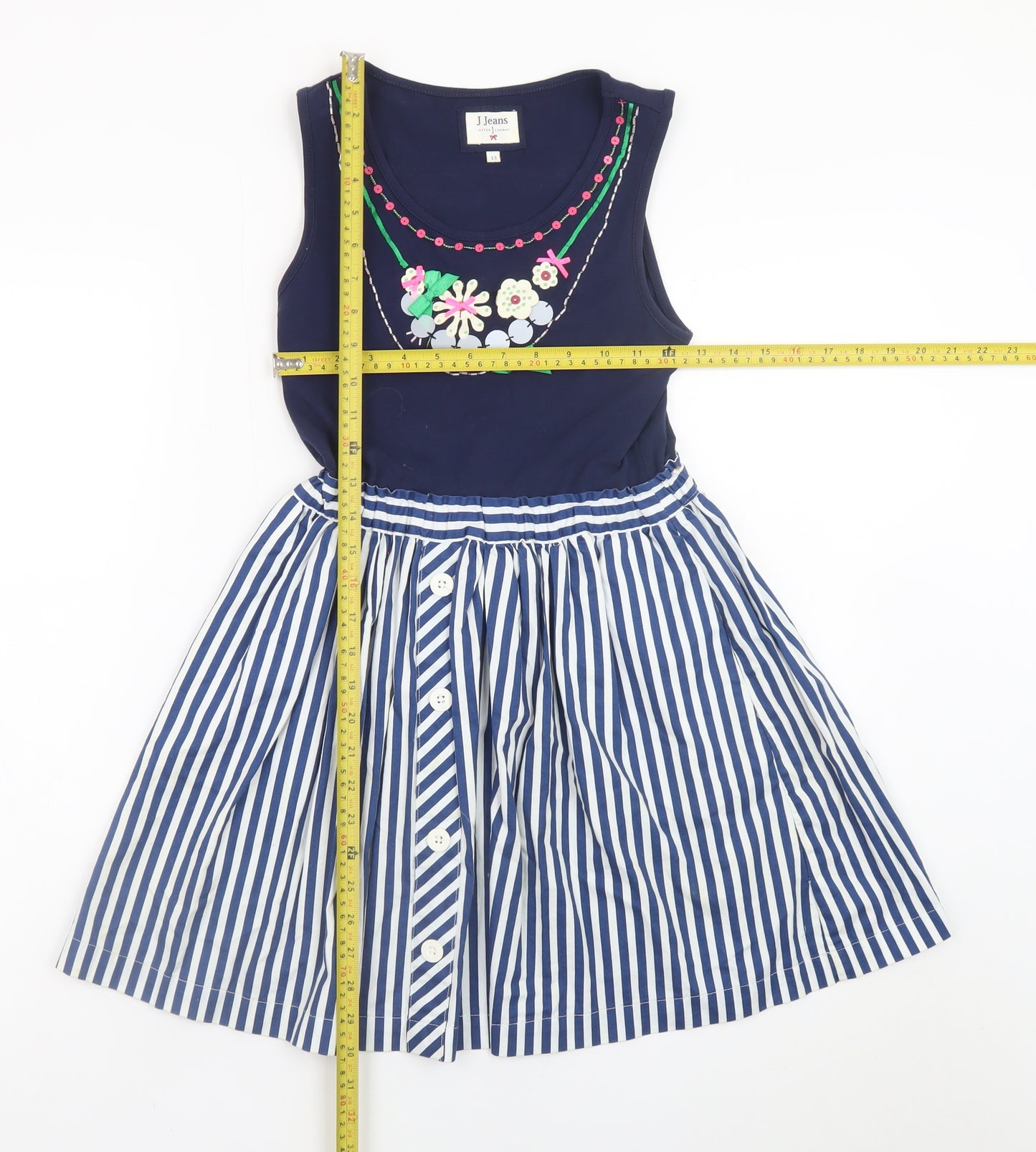 J Jeans Jasper Conran Teens Blue Striped Fit & Flare Dress Size 13