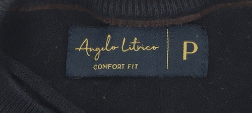 Angelo Litrico Men's Black Pullover Jumper Suede Shoulder Panels S