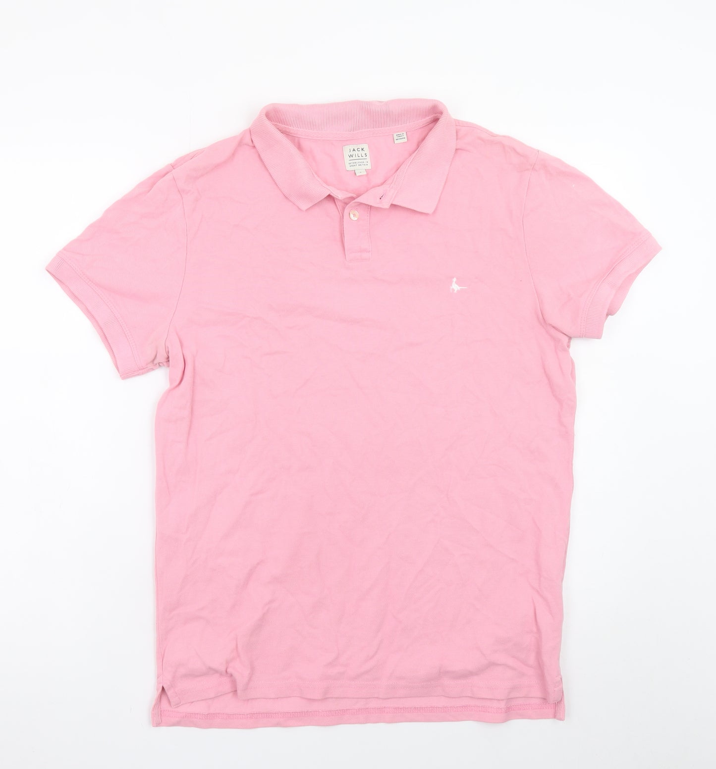 Jack Wills Men's Pink Cotton Polo Shirt Size L Classic Fit