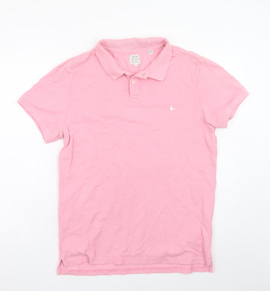 Jack Wills Men's Pink Cotton Polo Shirt Size L Classic Fit