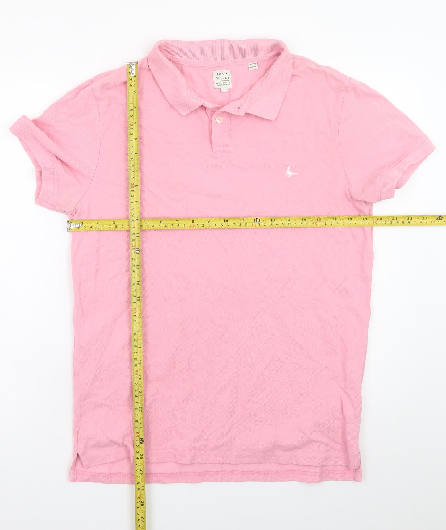Jack Wills Men's Pink Cotton Polo Shirt Size L Classic Fit