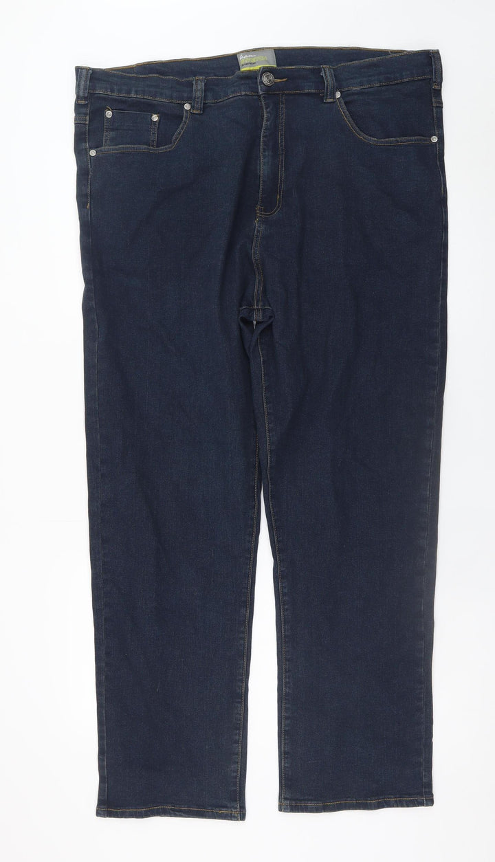 Kam Jeans Men's Blue 42L Straight Fit Stretch Denim Jeans