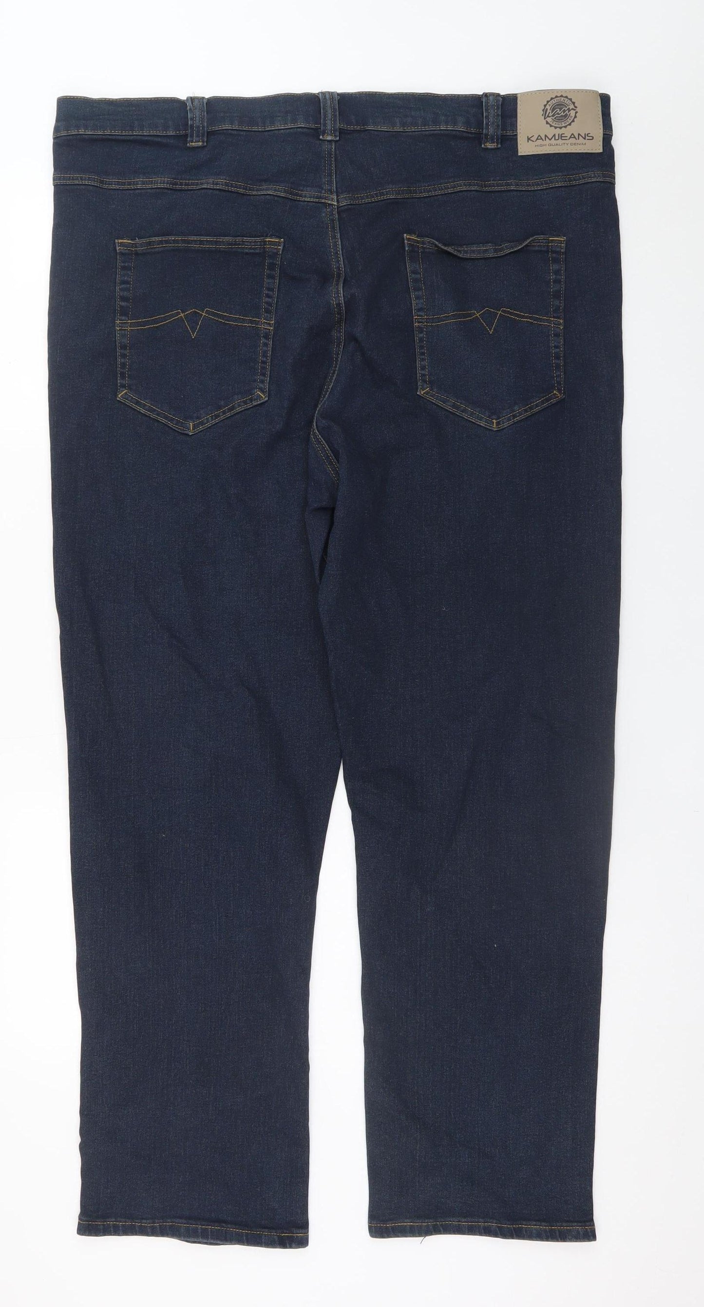 Kam Jeans Men's Blue 42L Straight Fit Stretch Denim Jeans