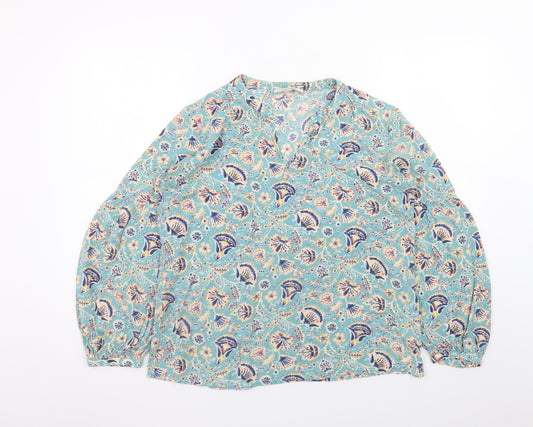 Esprit Women's Blue Floral Viscose Tunic Blouse Size 12
