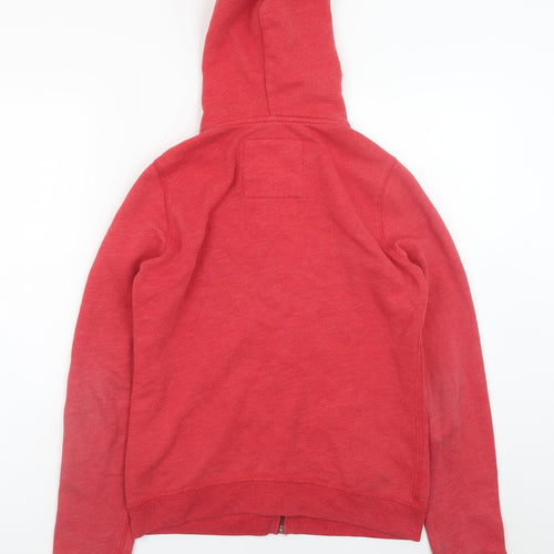 Hollister Women's Red Full Zip Hoodie Medium Cotton Blend Logo