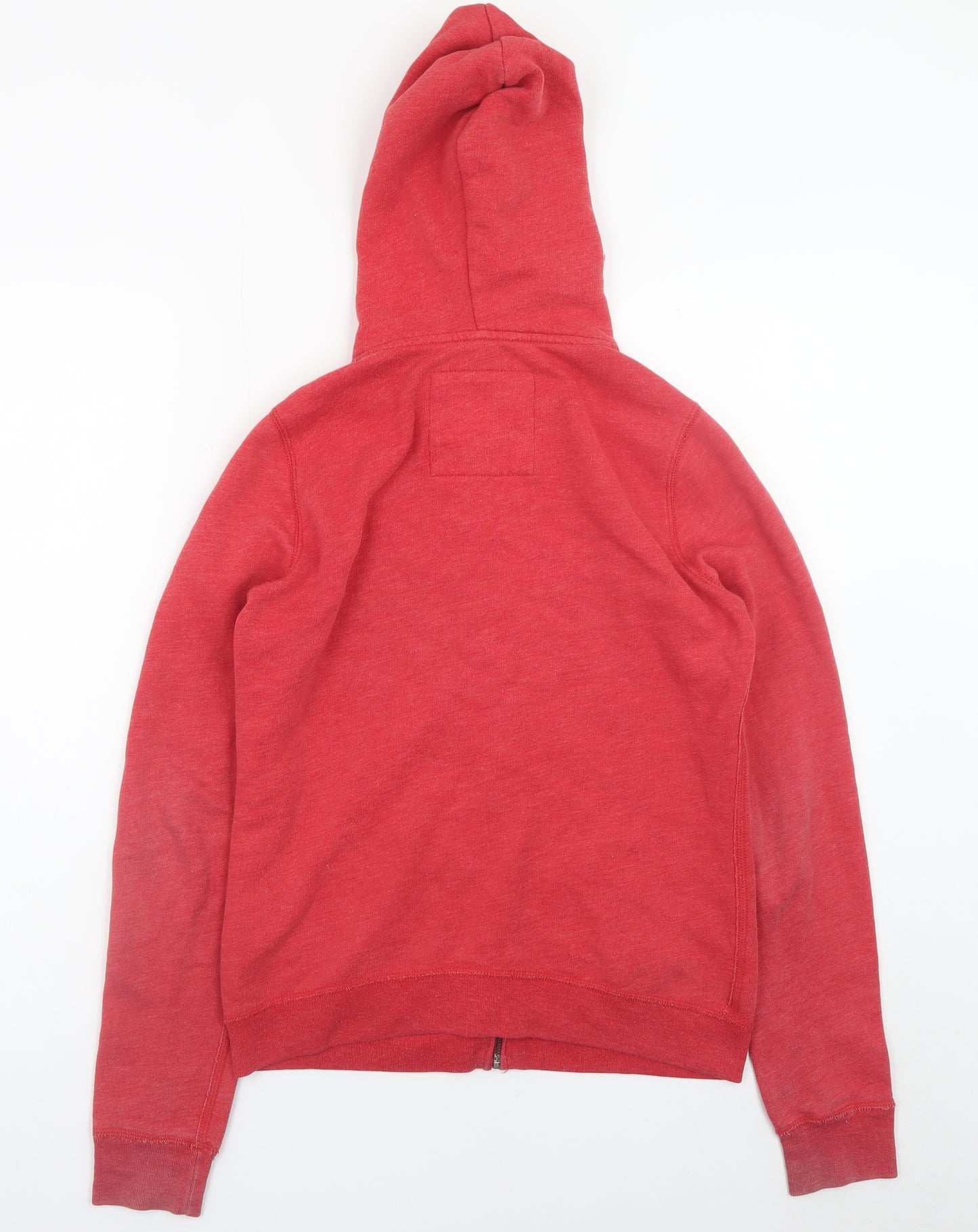 Hollister Women's Red Full Zip Hoodie Medium Cotton Blend Logo