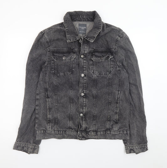 Primark Men's Grey Denim Button Jacket Size M Casual Classic