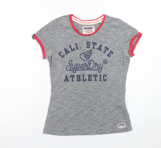 Superdry Women’s Grey Athletic T-Shirt Medium Short Sleeve Cotton Blend