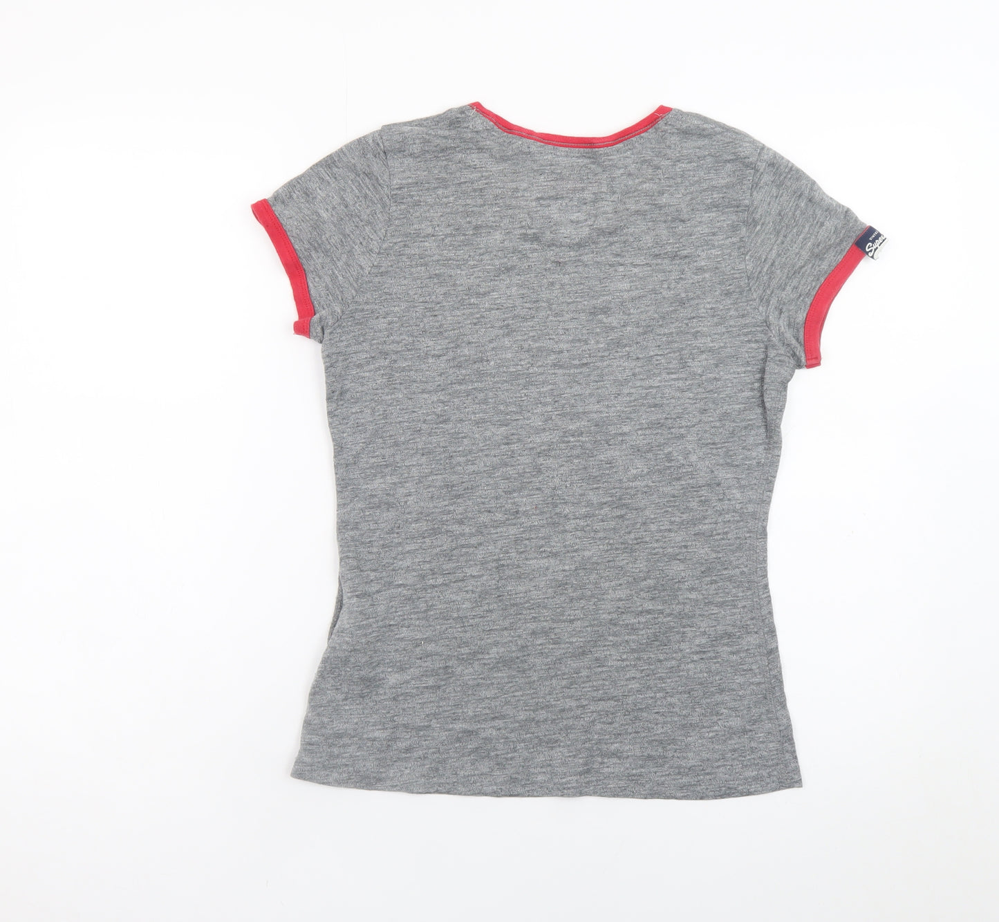 Superdry Women’s Grey Athletic T-Shirt Medium Short Sleeve Cotton Blend