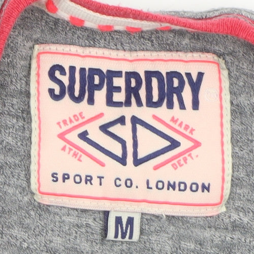 Superdry Women’s Grey Athletic T-Shirt Medium Short Sleeve Cotton Blend