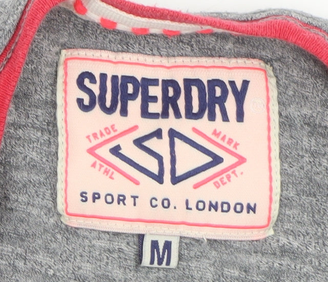 Superdry Women’s Grey Athletic T-Shirt Medium Short Sleeve Cotton Blend