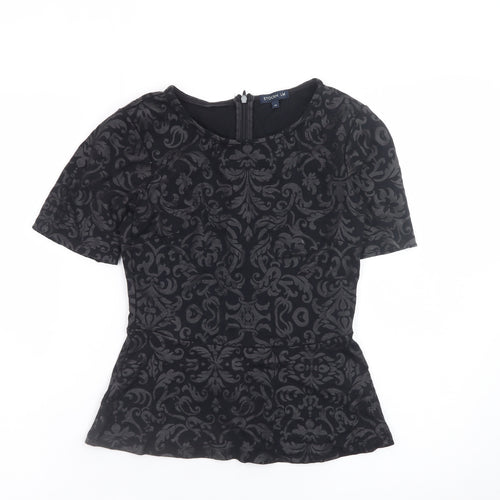Stockh LM Women Black Jacquard Short Sleeve Peplum Top XS