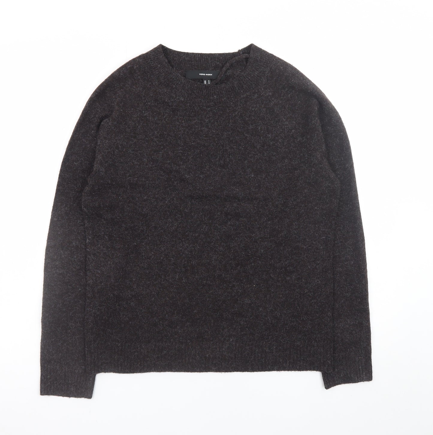 Vero Moda Women Brown Wool Alpaca Crew Neck Jumper Size 12