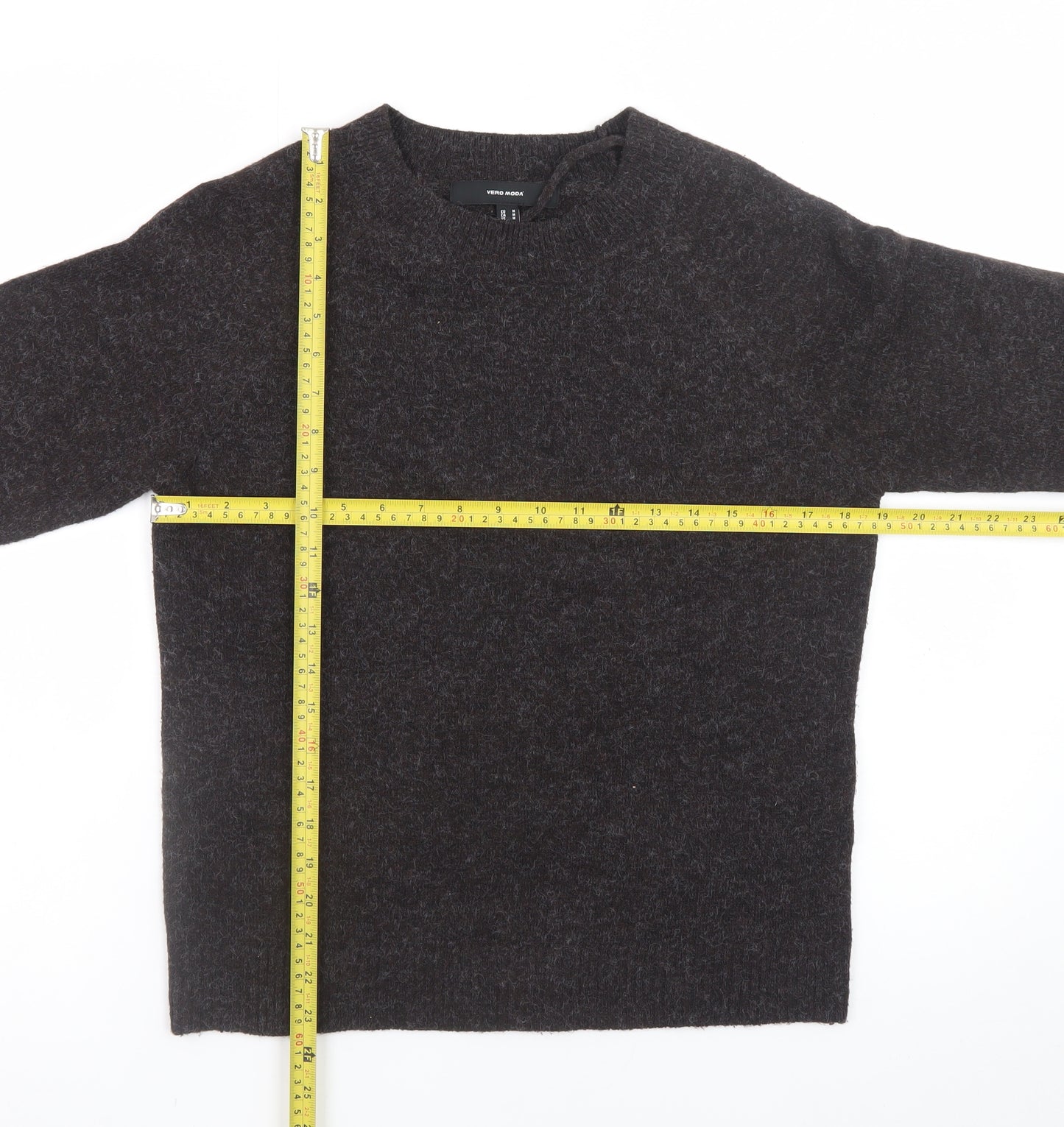 Vero Moda Women Brown Wool Alpaca Crew Neck Jumper Size 12