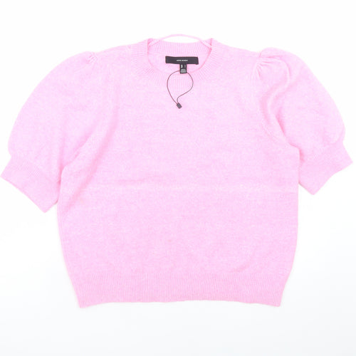 Vero Moda Women’s Pink Puff Sleeve Knit Jumper Size L