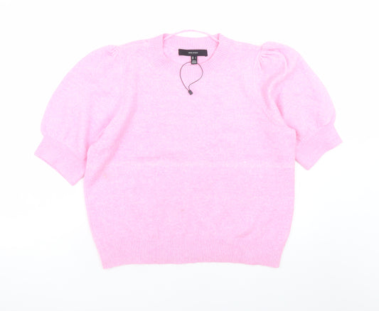 Vero Moda Women’s Pink Puff Sleeve Knit Jumper Size L