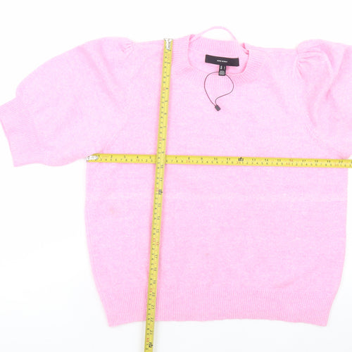 Vero Moda Women’s Pink Puff Sleeve Knit Jumper Size L