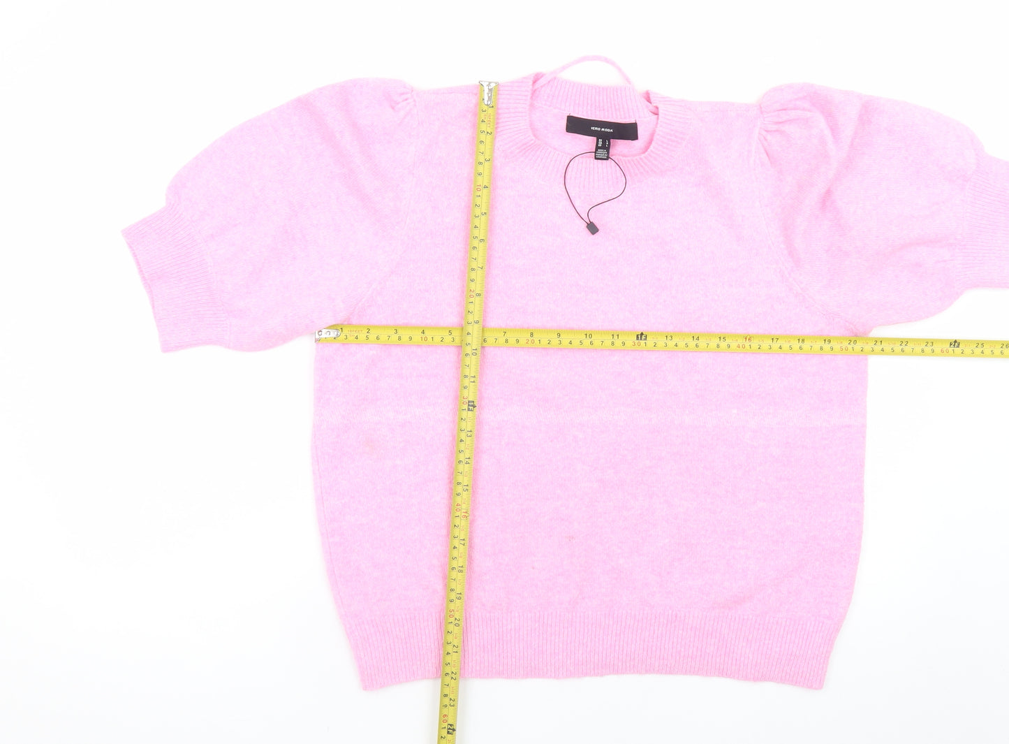 Vero Moda Women’s Pink Puff Sleeve Knit Jumper Size L