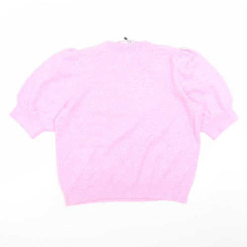Vero Moda Women’s Pink Puff Sleeve Knit Jumper Size L