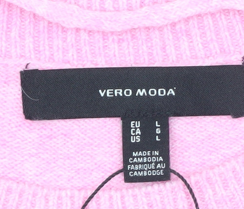 Vero Moda Women’s Pink Puff Sleeve Knit Jumper Size L