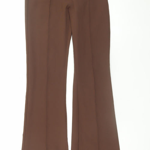 Bershka Women Brown Flared Stretch Trousers Size 8