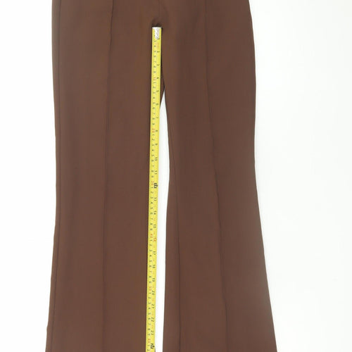 Bershka Women Brown Flared Stretch Trousers Size 8