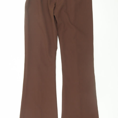 Bershka Women Brown Flared Stretch Trousers Size 8