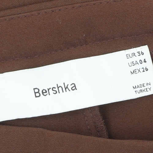 Bershka Women Brown Flared Stretch Trousers Size 8