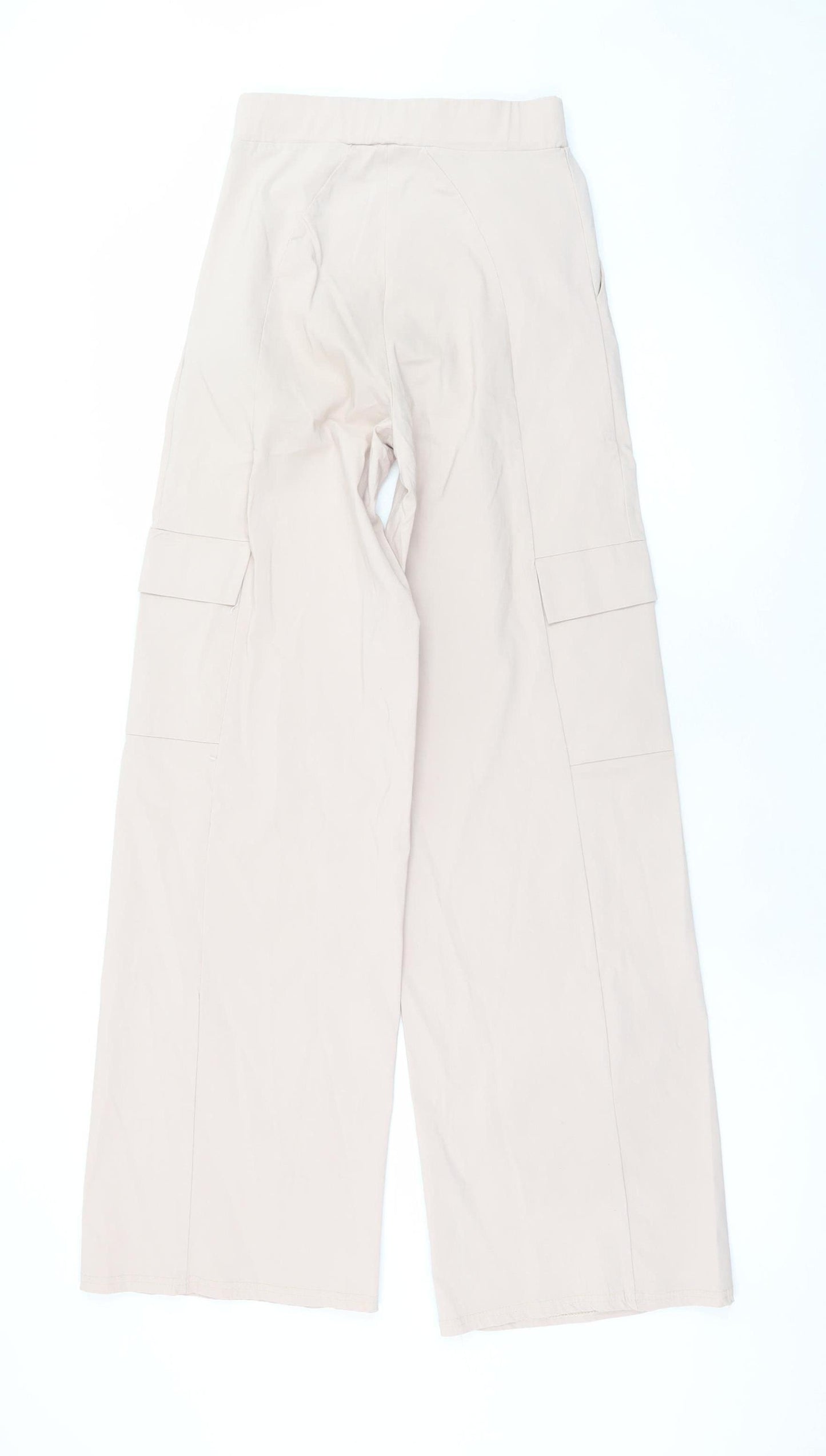 Boohoo Womens Beige Cargo Wide-Leg Trousers Size 6
