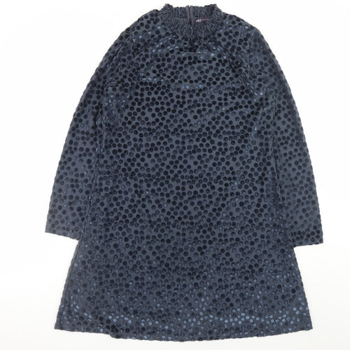 Marks and Spencer Women’s Blue Polka Dot Velvet Shift Dress Size 12