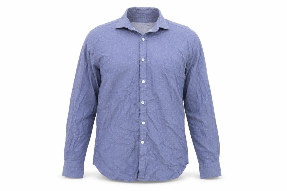 T.M. Lewin Men's Blue Egyptian Cotton Long Sleeve Button-Up Shirt M